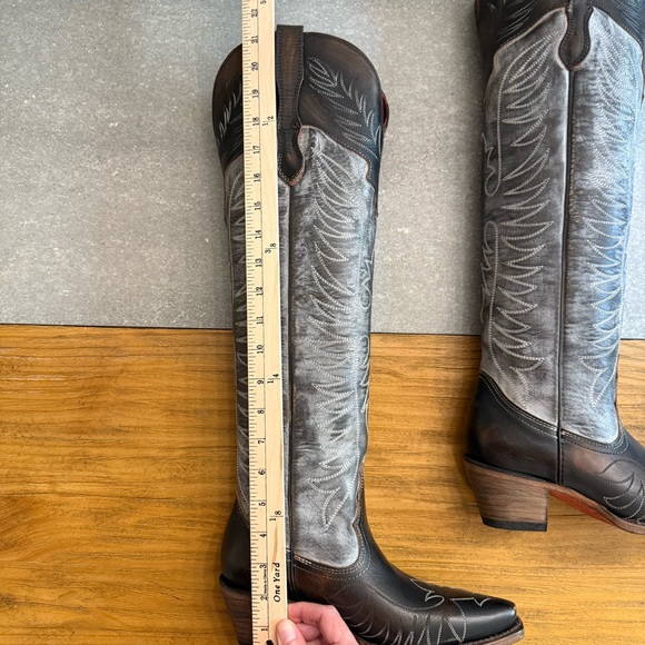 Freebird Misty Ice Tall Black White Gray Western Leather Boots Size 6 - Picture 16 of 16